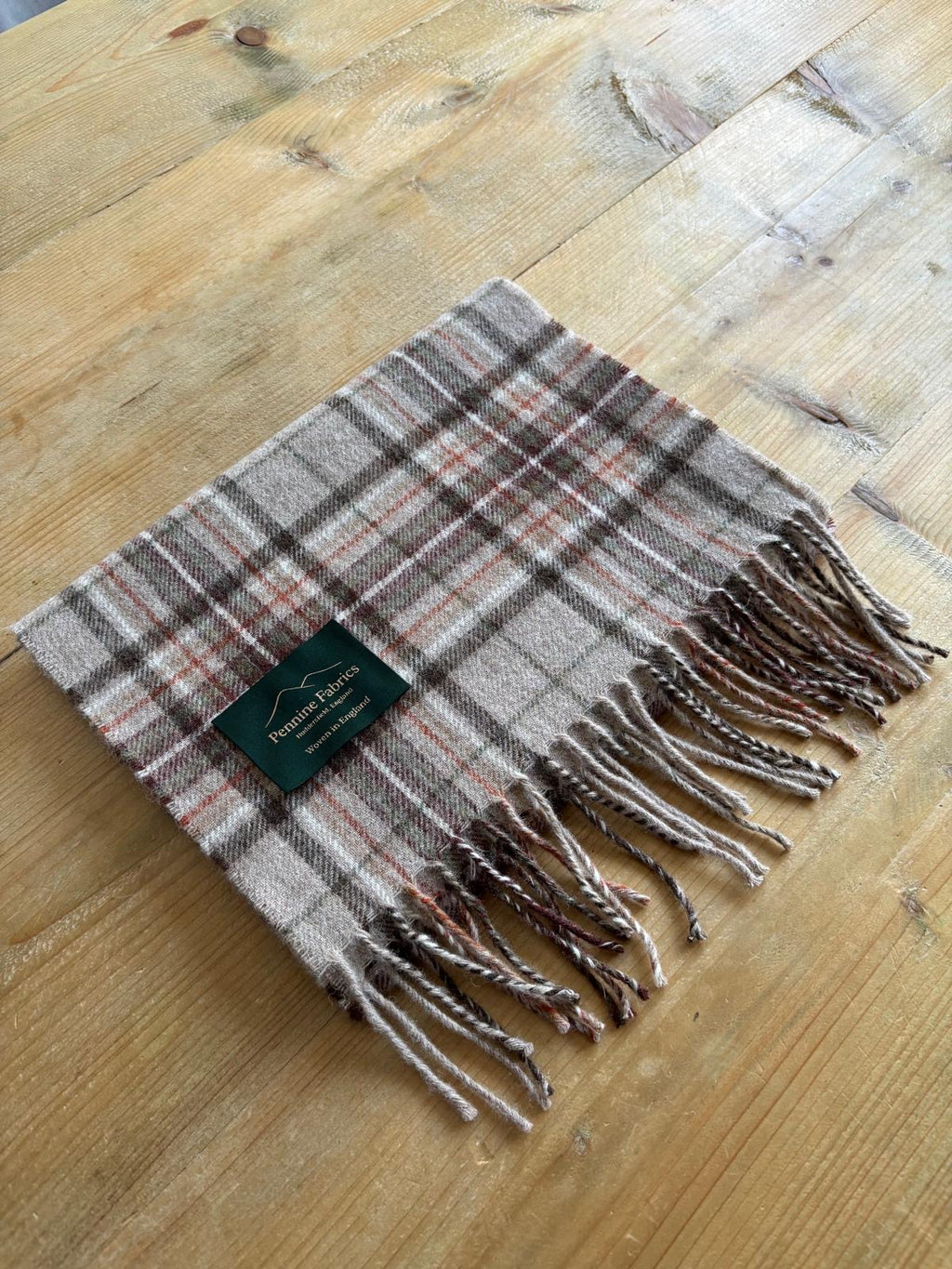 Pennine Scarf - Fawn, Leaf & Rust Check