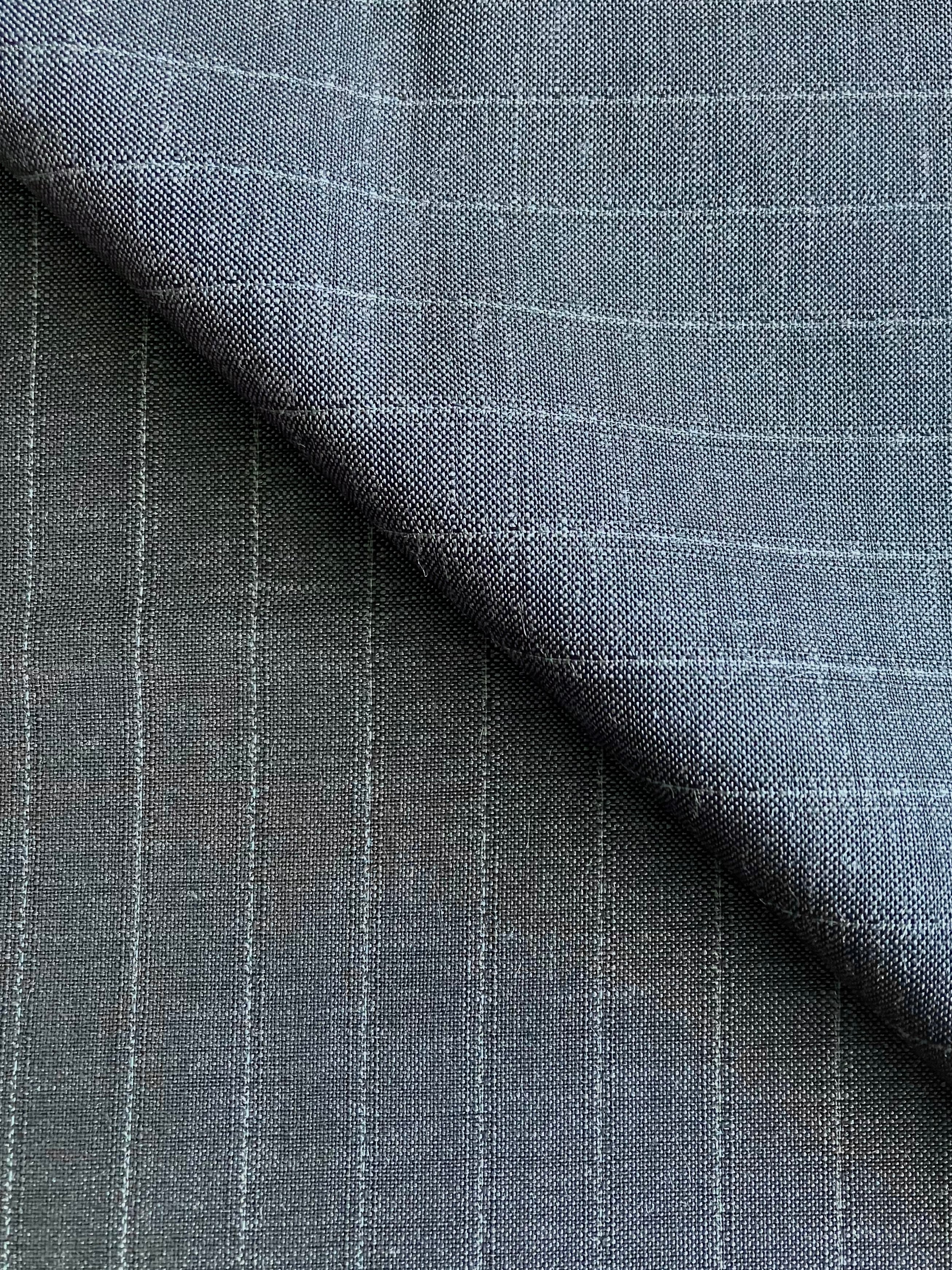 PFS023 - 60% Kid Mohair 40% Wool Pinstripe Plain Weave Suiting - Steel Blue (3.4m)