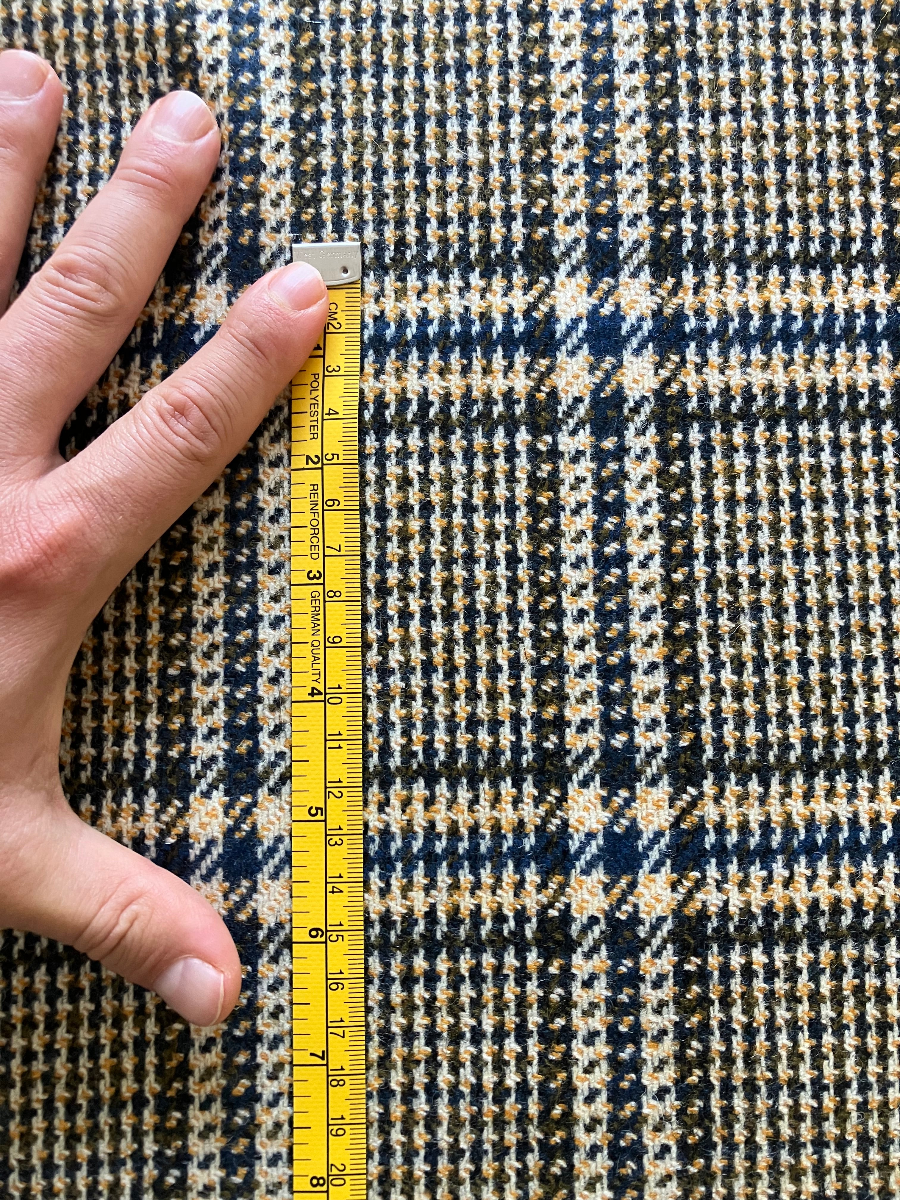 PFS054 - 100% Wool Tweed Oversized Check - White/Gold/Blue (6.0m)