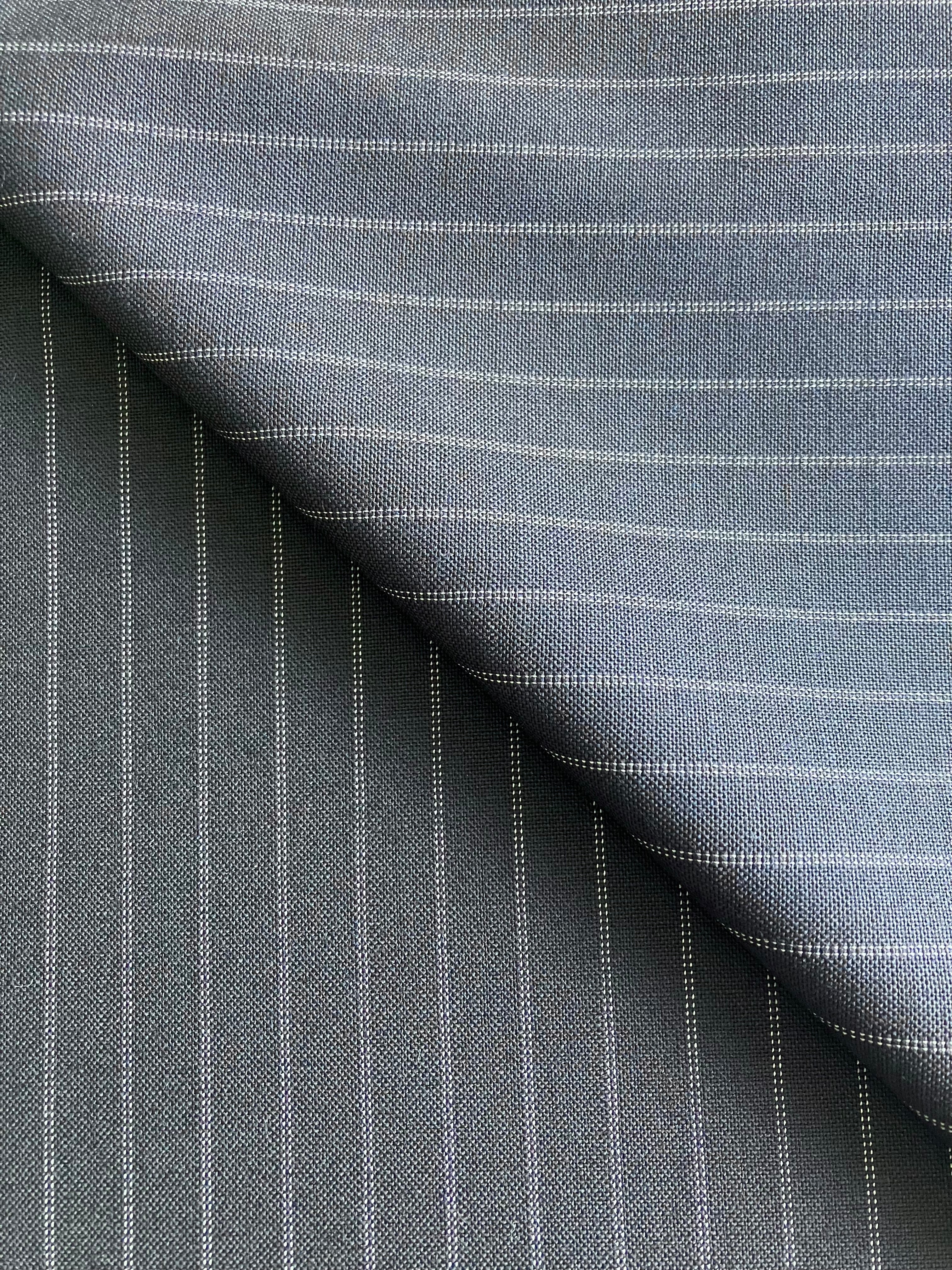 PFS018 - 100% Extrafine Wool Dual Pinstripe Suiting - Navy/White (4.5m)