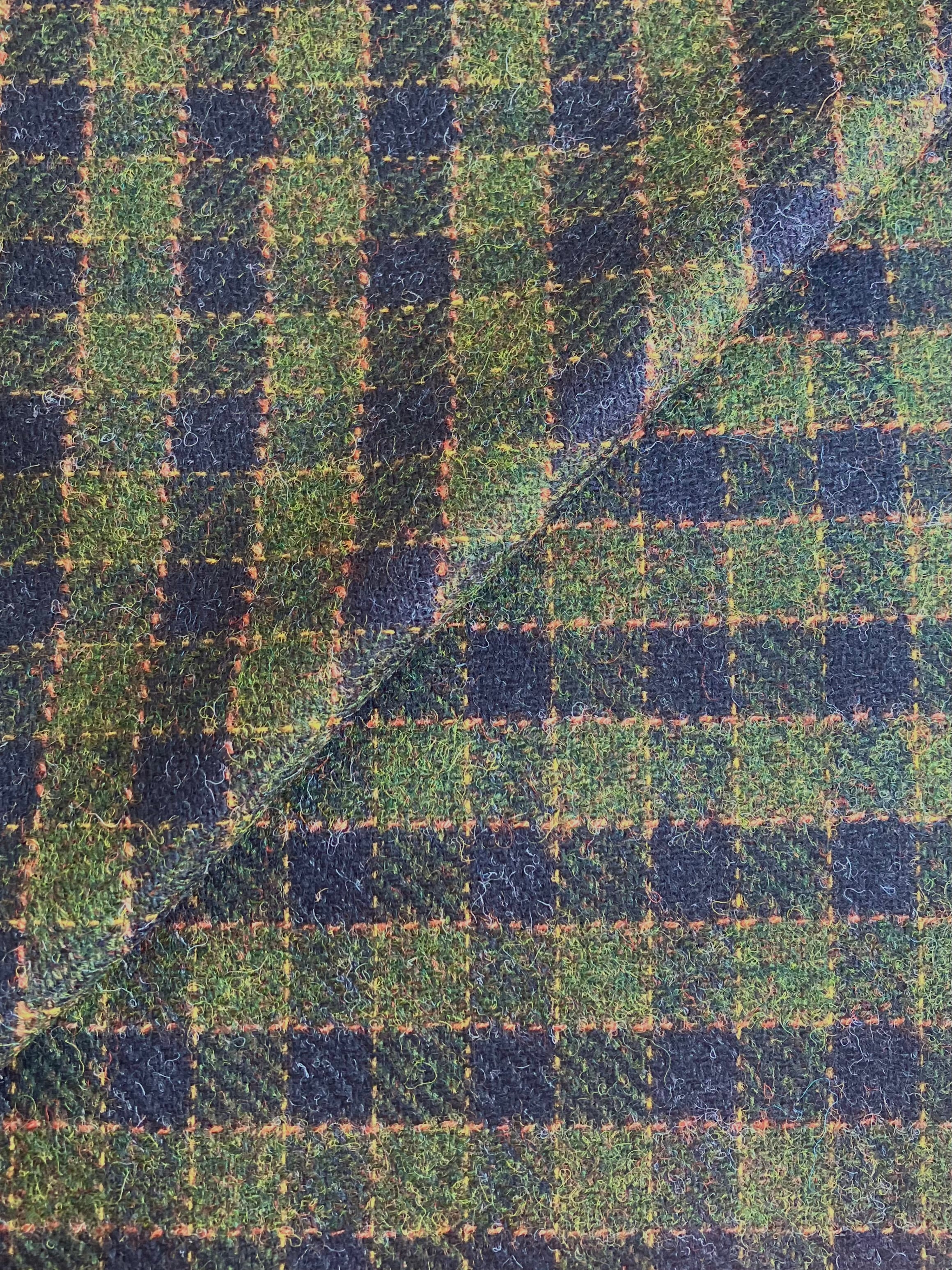 PFS055 - 100% Wool Checkerboard Tweed - Navy/Moss (4.0m)