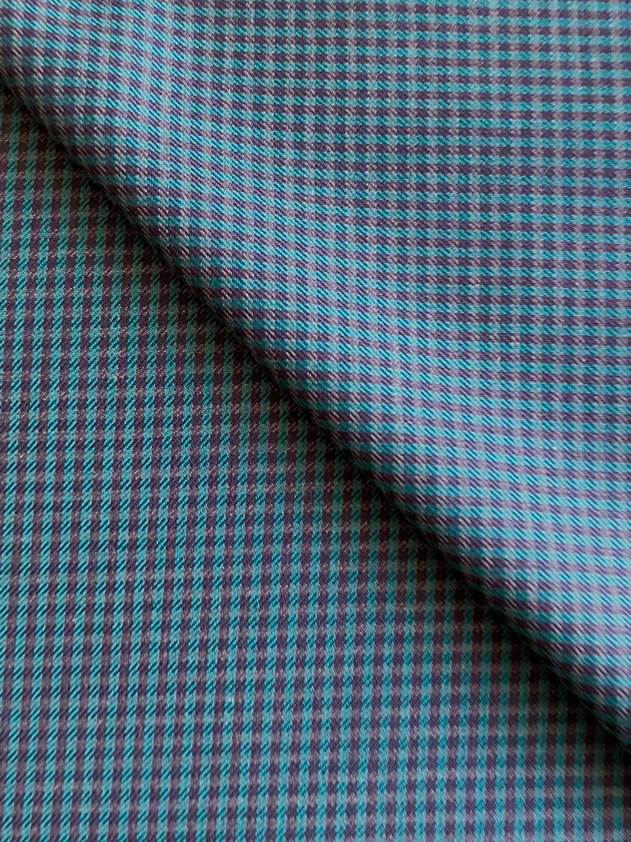 PFS066 - Fine Worsted Gingham Suiting - Dark Teal (5.2m)