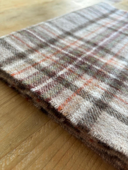 Pennine Scarf - Fawn, Leaf & Rust Check