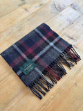 Pennine Scarf - Charcoal, Navy & Plum Offset Check