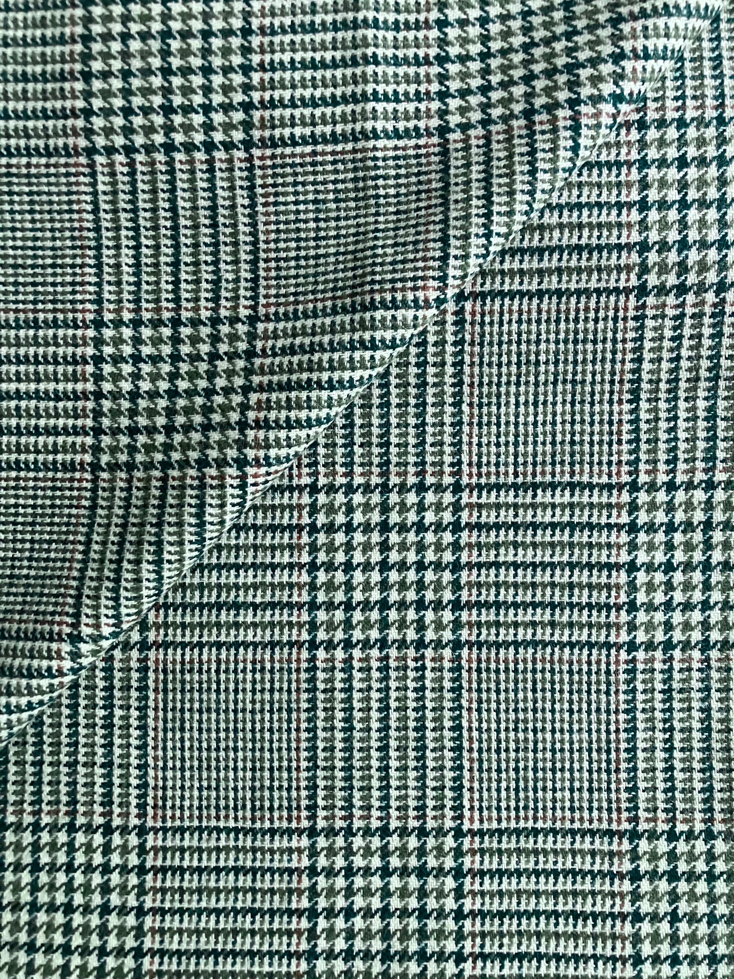 PFS050 - 100% Wool Glencheck - Green/White/Red (3.15m)