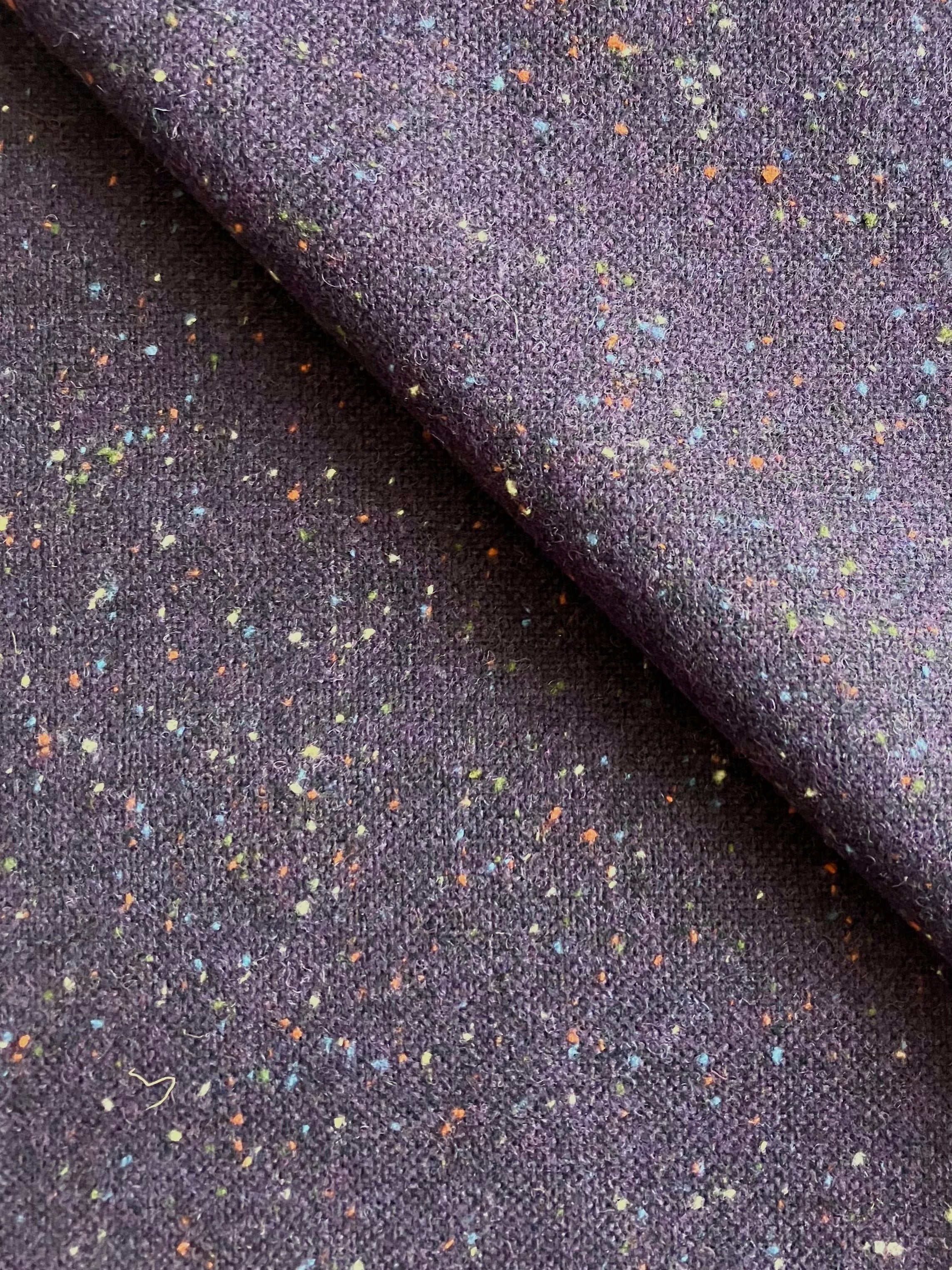 PFS051 - 100% Wool Plain Weave Tweed - Purple/Multicolour (2.5m)