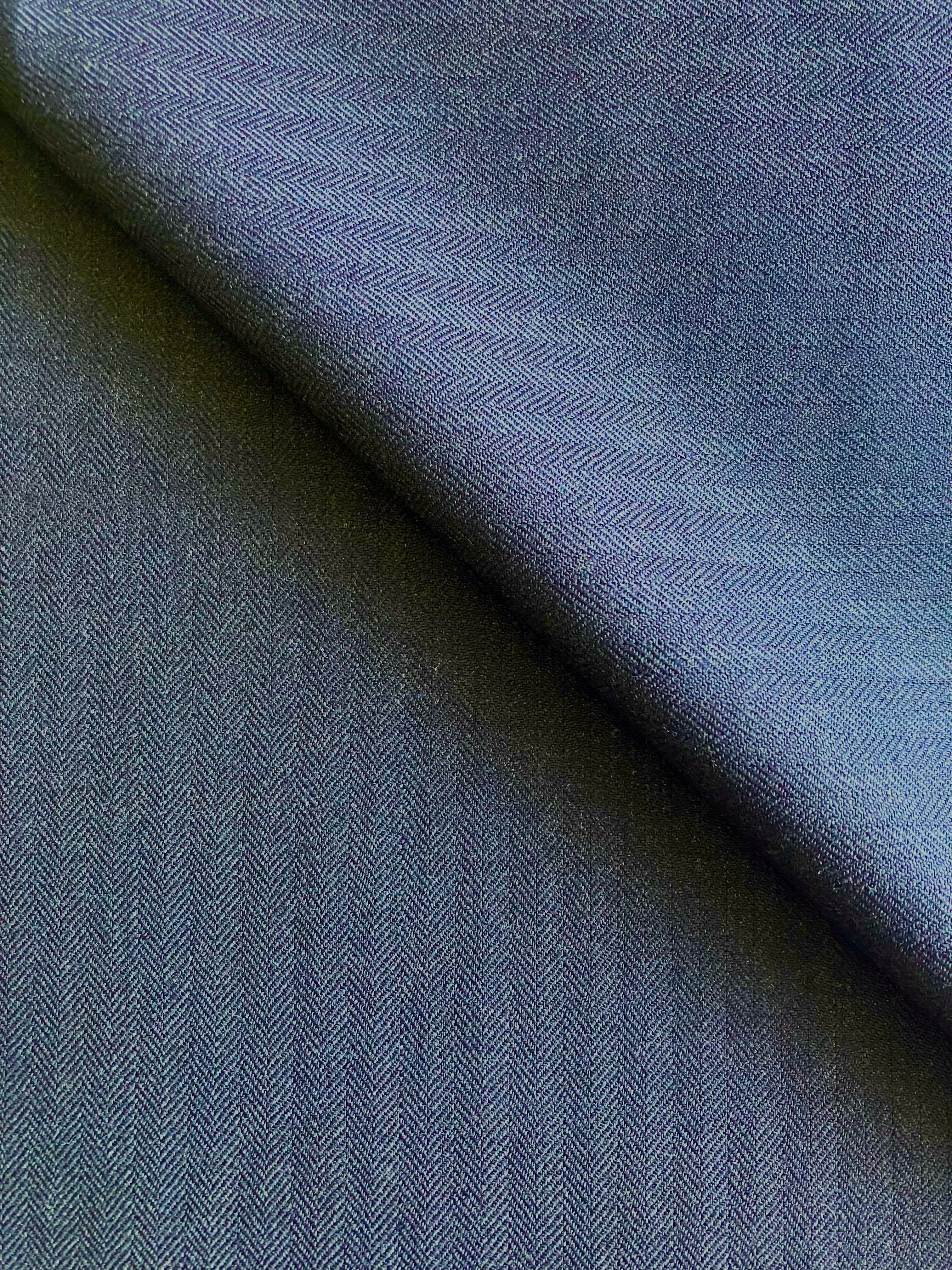 PSF019 - 100% Super 100s & Cashmere Herringbone Suiting - Navy (7.0m)