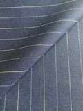 PFS013 - 100% Superfine Wool Pinstripe Suiting - Navy/White/Gold (3.4m)