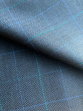 PFS011 - 100% Super 110s & Cashmere Herringbone Check Suiting - Navy/Teal/Blue (3.05m)