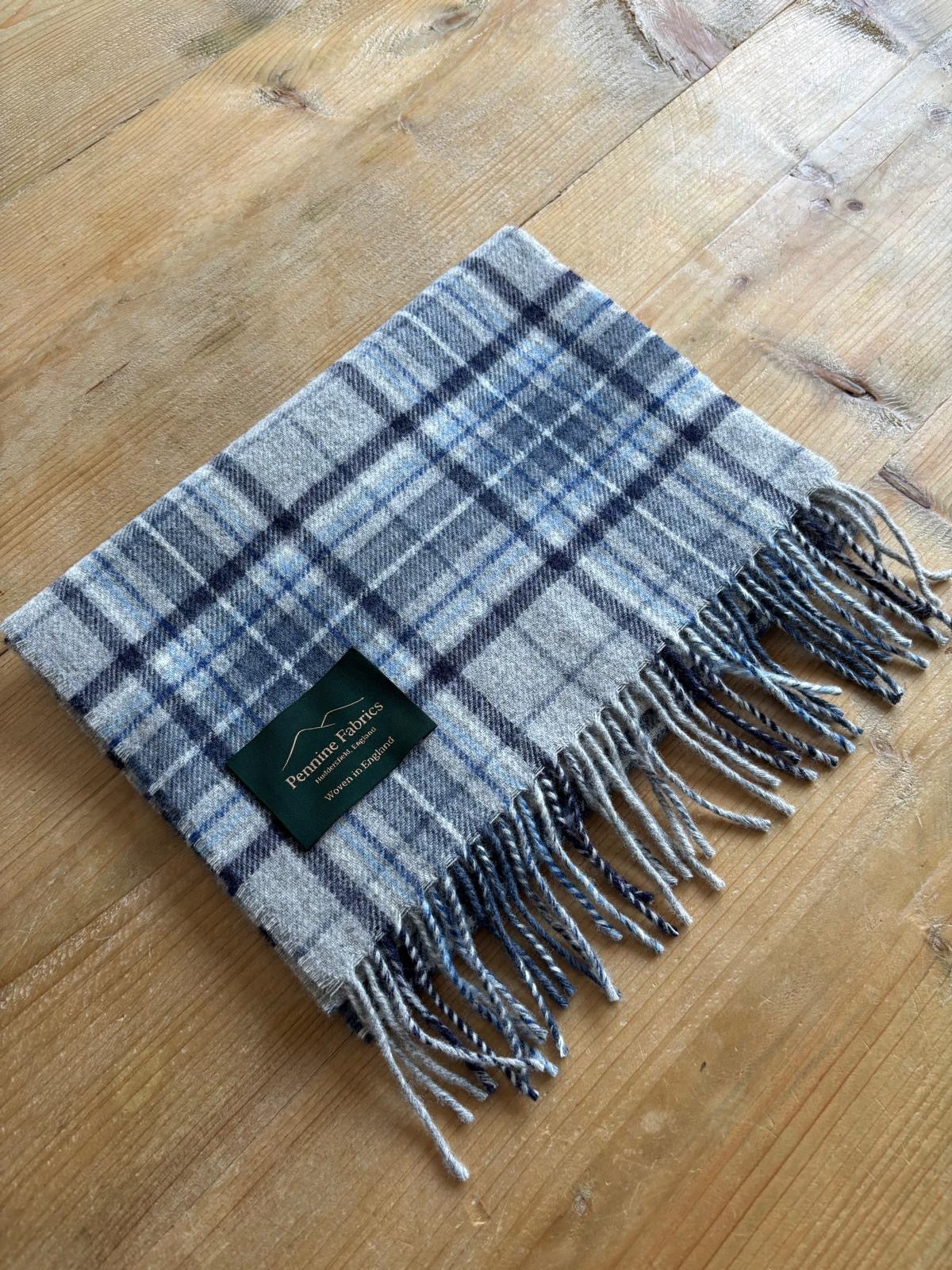 Pennine Scarf - Steel, Blue & Navy Check