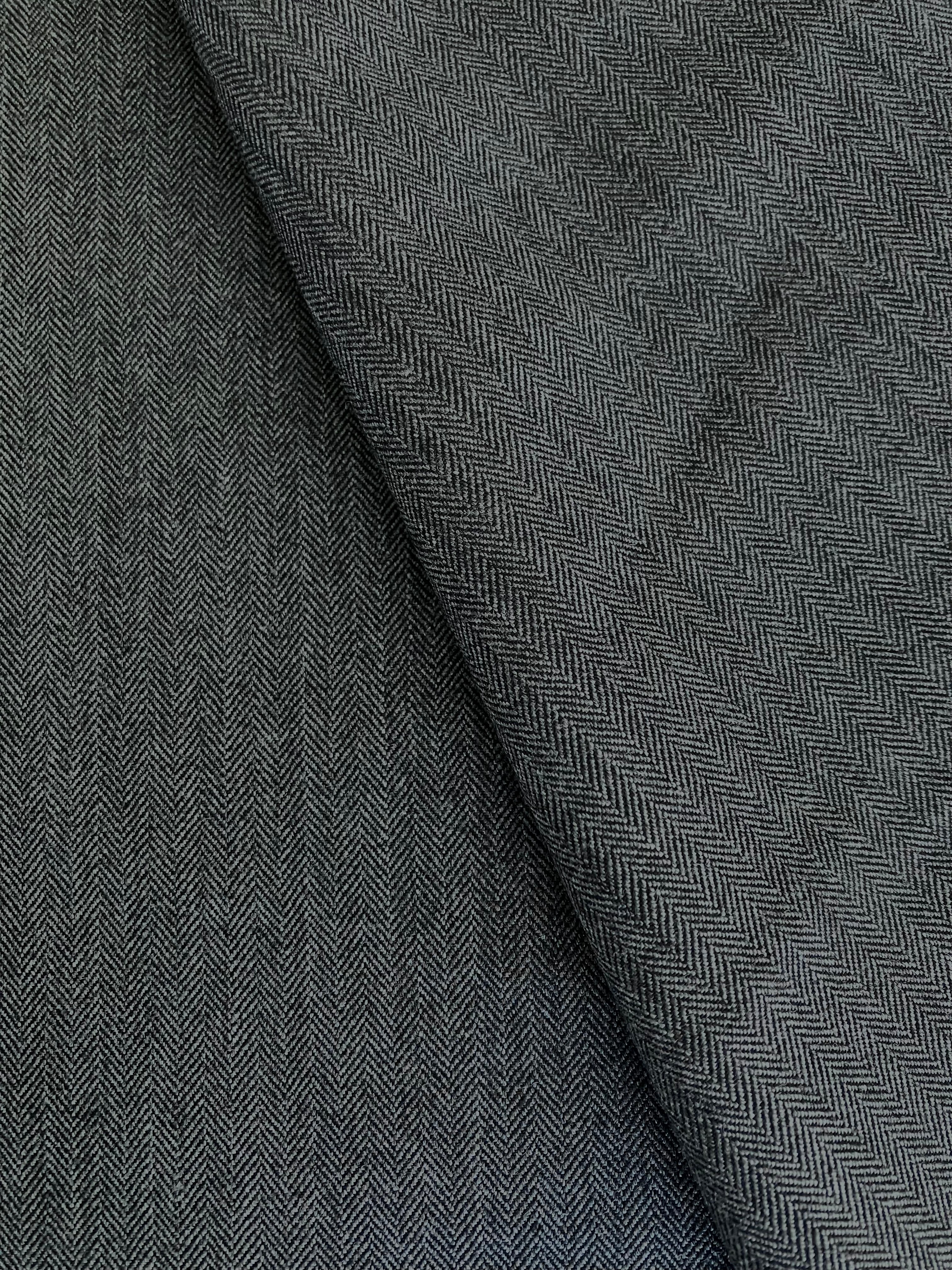 PFS067 - Fine Wool & Cashmere Herringbone Suiting - Dark Grey (2.3m)