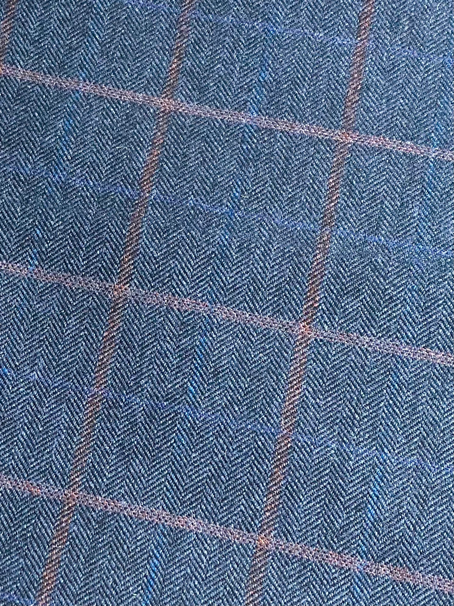 PFS049 - 100% Lambswool Herringbone Jacketing - Navy/Red/Orange (4.5m)