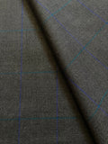 PFS072 - All Wool Suiting - Charcoal with Navy/Teal Check (3.5mts)