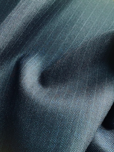 PF204 Pure Wool Herringbone Suiting - Navy