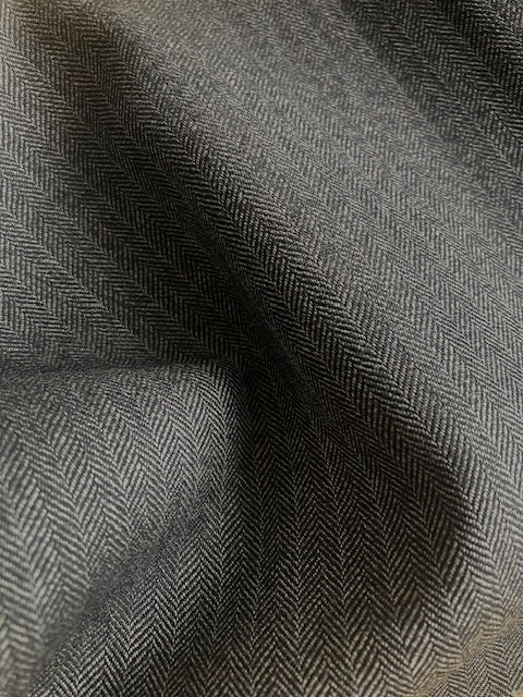 PF200 Pure Wool Herringbone Suiting - Mid Grey