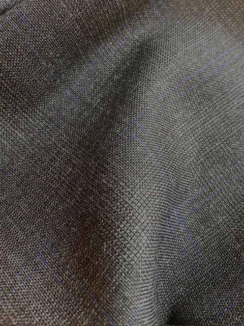PF205 Pure Wool Prince of Wales Suiting - Charcoal / Blue Check