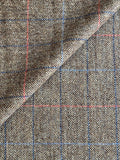 PF185 - Herringbone Check Yorkshire Tweed - Fawn/Blue/Red
