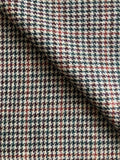 PF115 Pure Wool Houndstooth Tweed - Fawn/Green/Plum/Red