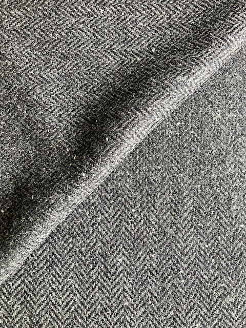 PF135 Pure Wool Herringbone Tweed - Charcoal / Light Nep