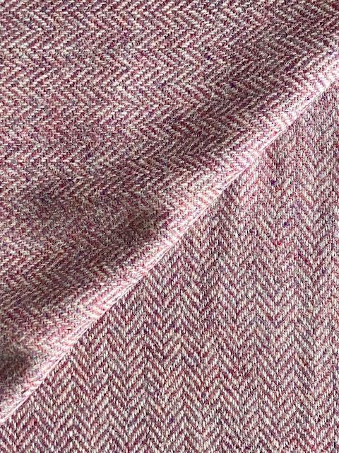 PF129 Pure Wool Tweed Herringbone - Pink Heather
