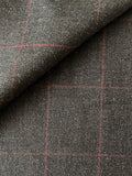 PF212 Pure Wool Sharkskin Suiting - Charcoal / Red